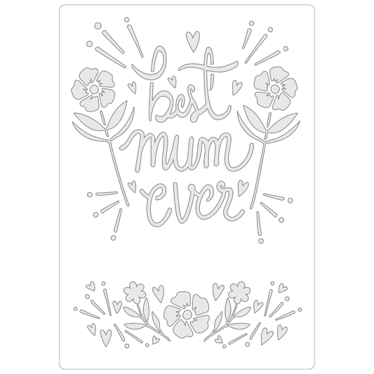 Reusable Stencil - Professional Quality - Best Mum Ever! - Made in the UK - Food Safe Non Adhesive -  White Laser Cut PET Material for Cakes, Cookies, Coffees, Serving Plates