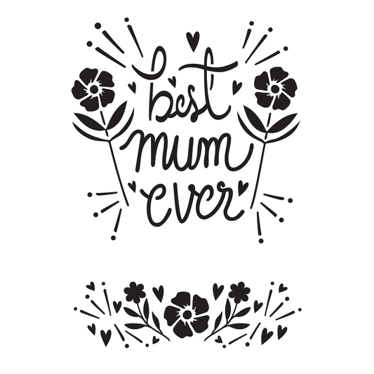 Reusable Stencil - Professional Quality - Best Mum Ever! - Made in the UK - High Adhesive -  Pink Vinyl Material for Glass, Mirrors, Bottles, Tiles, Wood
