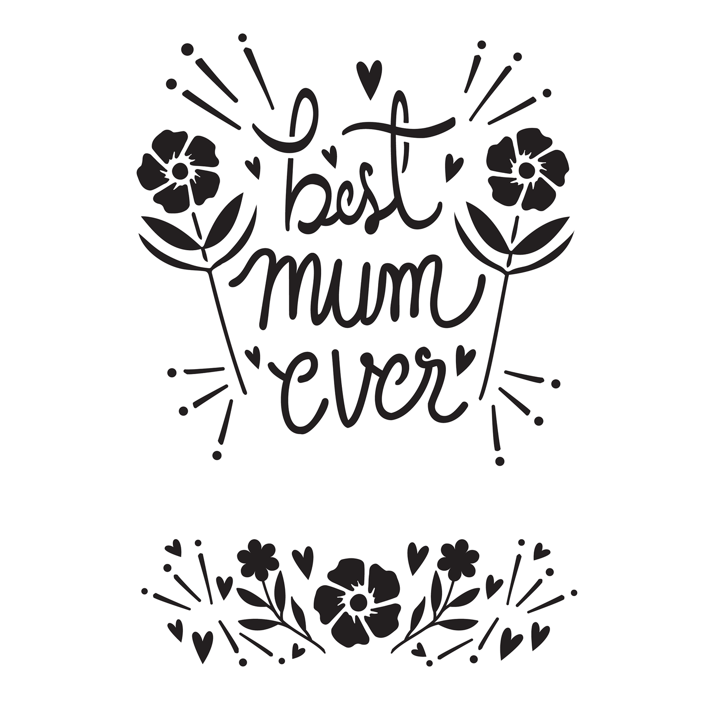 Reusable Stencil - Professional Quality - Best Mum Ever! - Made in the UK - Food Safe Non Adhesive -  White Laser Cut PET Material for Cakes, Cookies, Coffees, Serving Plates
