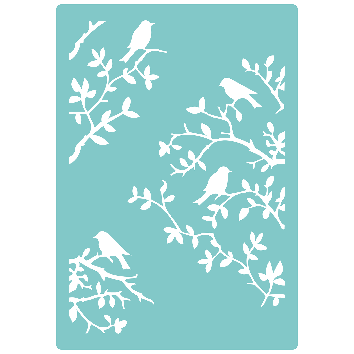 Reusable Stencil - Professional Quality - Birds On Branches - Made in the UK - Low Adhesive -  Blue Vinyl Material for Cardmaking, Canvas, Paper, Interior Decor, Layering