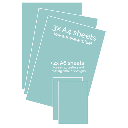 Reusable Stencil - Professional Quality - Reusable Stencil Blank Material Set (3x A4 + 2x A6) - Made in the UK - Low Adhesive -  Blue Vinyl Material for Cardmaking, Canvas, Paper, Interior Decor, Layering