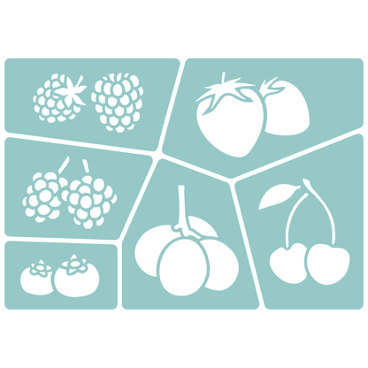Reusable Stencil - Professional Quality - Bold Berries - Made in the UK - Low Adhesive -  Blue Vinyl Material for Cardmaking, Canvas, Paper, Interior Decor, Layering
