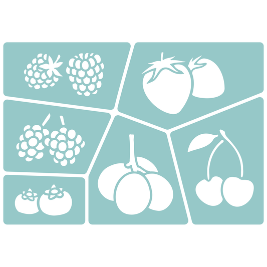 Reusable Stencil - Professional Quality - Bold Berries - Made in the UK - Low Adhesive -  Blue Vinyl Material for Cardmaking, Canvas, Paper, Interior Decor, Layering