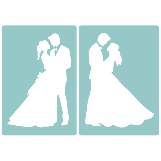 Reusable Stencil - Professional Quality - Bride & Groom #1 - Made in the UK - Low Adhesive -  Blue Vinyl Material for Cardmaking, Canvas, Paper, Interior Decor, Layering