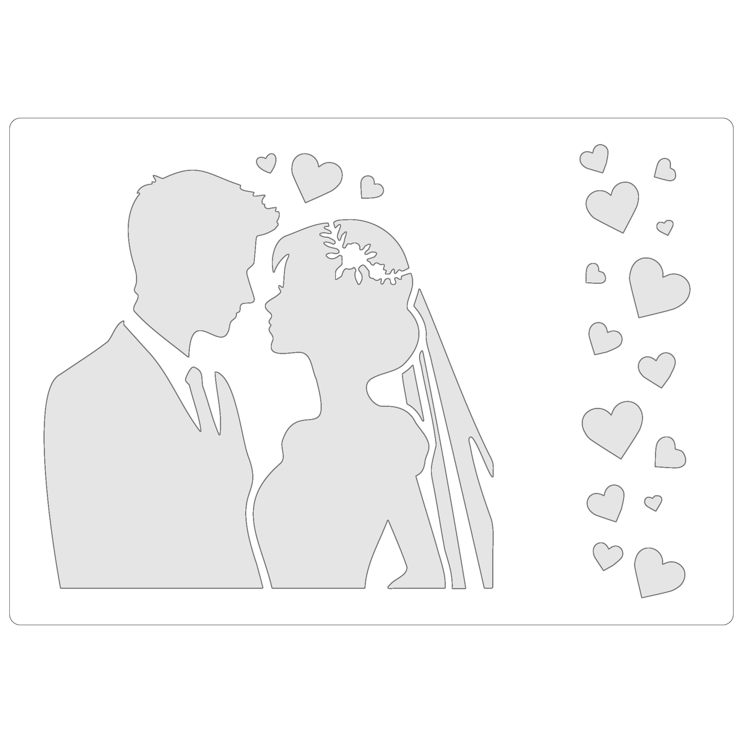 Reusable Stencil - Professional Quality - Bride & Groom #2 - Made in the UK - Food Safe Non Adhesive -  White Laser Cut PET Material for Cakes, Cookies, Coffees, Serving Plates