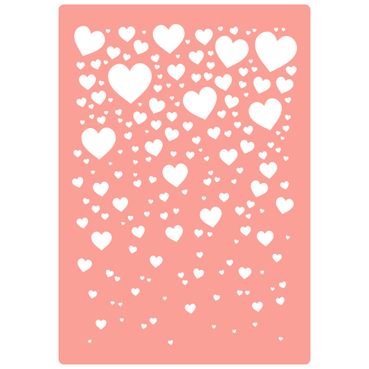 Reusable Stencil - Professional Quality - Bubbly Hearts - Made in the UK - High Adhesive -  Pink Vinyl Material for Glass, Mirrors, Bottles, Tiles, Wood