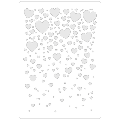Reusable Stencil - Professional Quality - Bubbly Hearts - Made in the UK - Food Safe Non Adhesive -  White Laser Cut PET Material for Cakes, Cookies, Coffees, Serving Plates