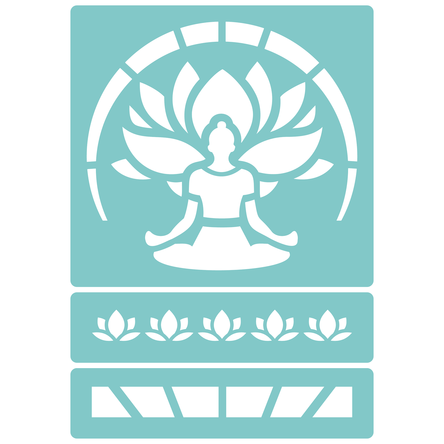 Reusable Stencil - Professional Quality - Buddha Lotus Aura - Made in the UK - Low Adhesive -  Blue Vinyl Material for Cardmaking, Canvas, Paper, Interior Decor, Layering