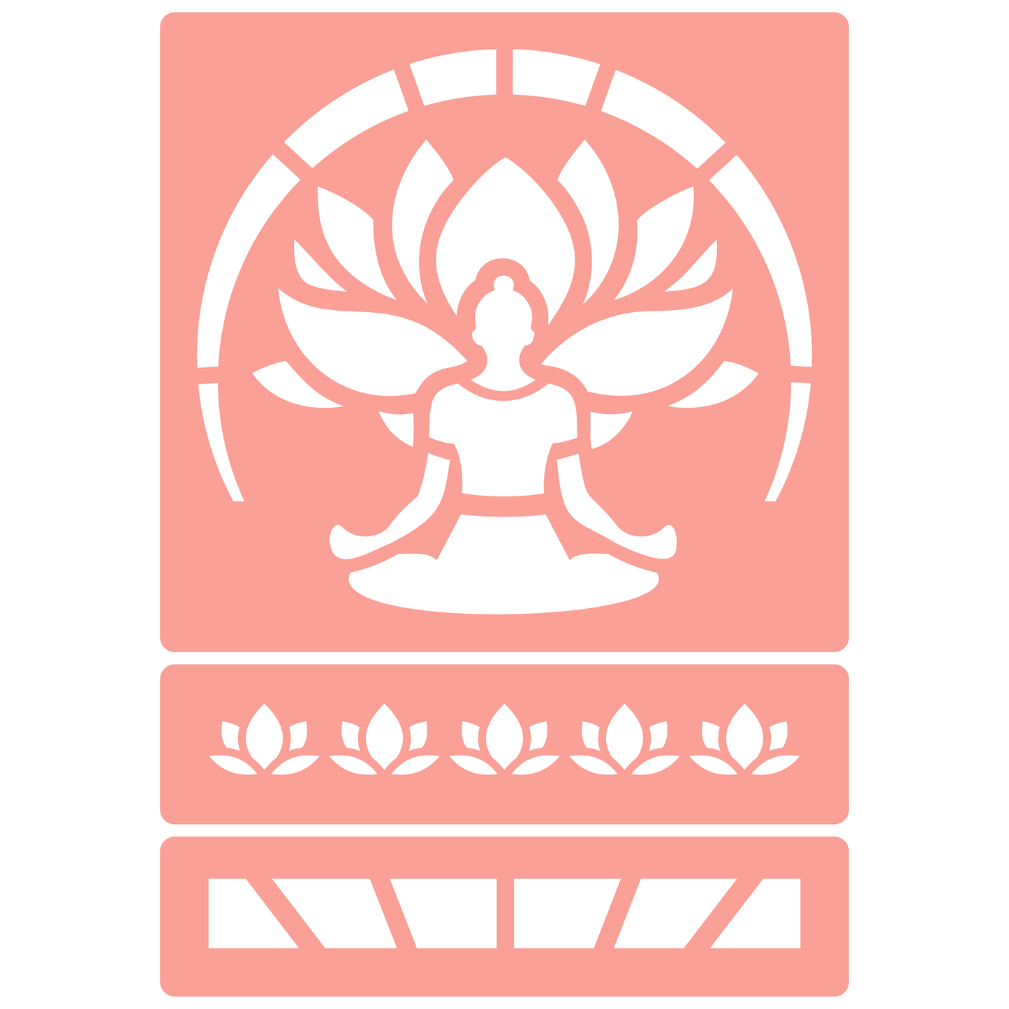 Reusable Stencil - Professional Quality - Buddha Lotus Aura - Made in the UK - High Adhesive -  Pink Vinyl Material for Glass, Mirrors, Bottles, Tiles, Wood