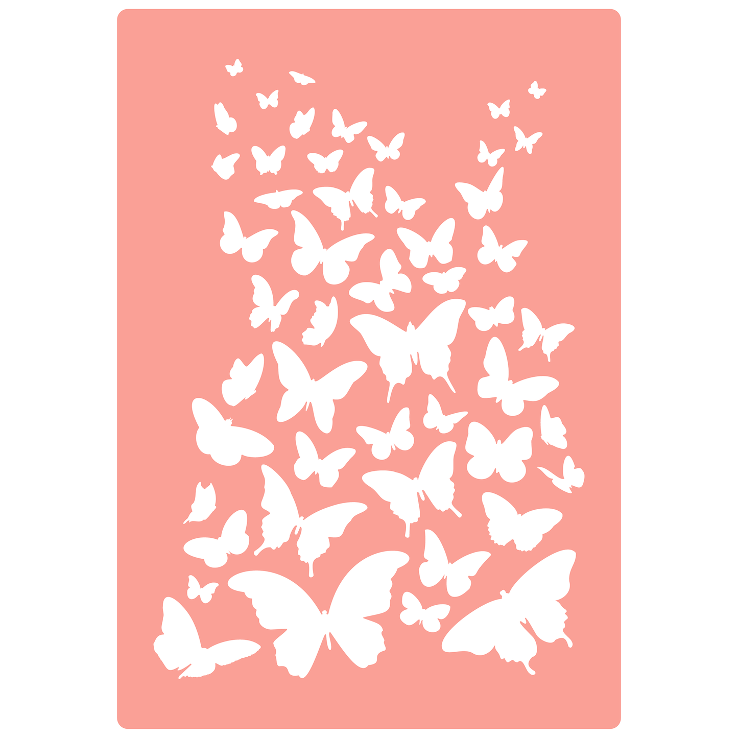 Reusable Stencil - Professional Quality - Butterflies Everywhere - Made in the UK - High Adhesive -  Pink Vinyl Material for Glass, Mirrors, Bottles, Tiles, Wood