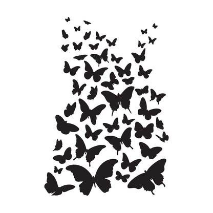 Reusable Stencil - Professional Quality - Butterflies Everywhere - Made in the UK - Low Adhesive -  Blue Vinyl Material for Cardmaking, Canvas, Paper, Interior Decor, Layering