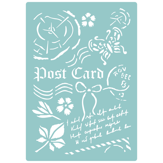 Reusable Stencil - Professional Quality - Butterfly Postcard - Made in the UK - Low Adhesive -  Blue Vinyl Material for Cardmaking, Canvas, Paper, Interior Decor, Layering