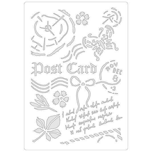 Reusable Stencil - Professional Quality - Butterfly Postcard - Made in the UK - Food Safe Non Adhesive -  White Laser Cut PET Material for Cakes, Cookies, Coffees, Serving Plates