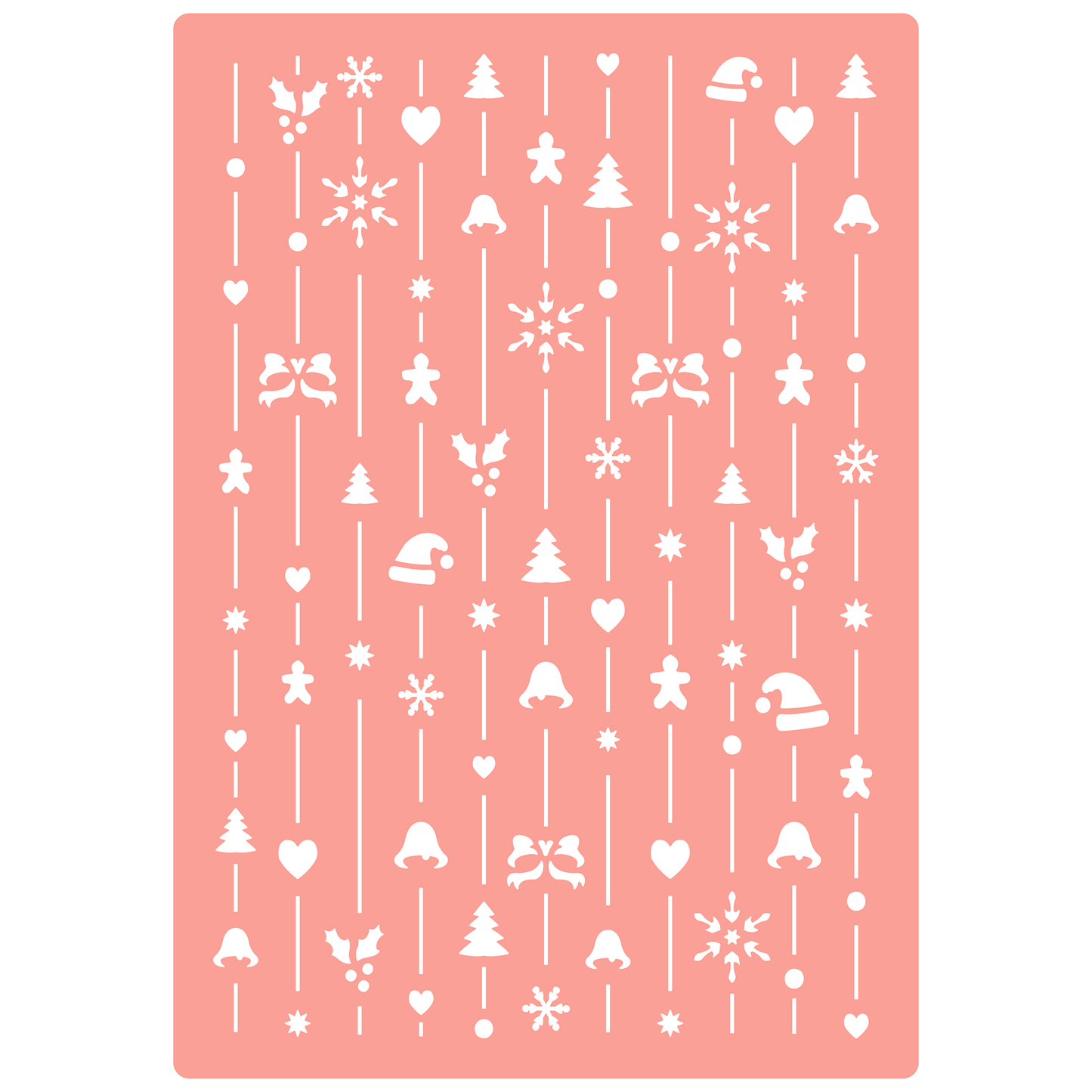 Reusable Stencil - Professional Quality - Christmas Background - Made in the UK - High Adhesive -  Pink Vinyl Material for Glass, Mirrors, Bottles, Tiles, Wood