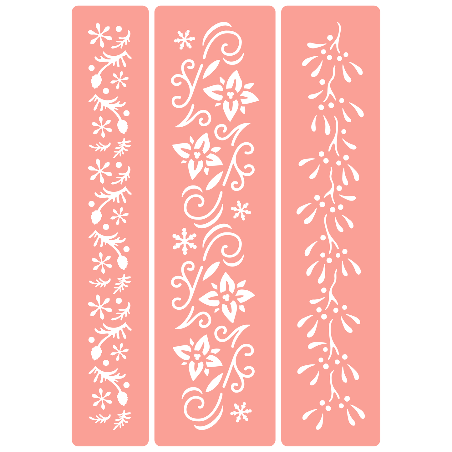 Reusable Stencil - Professional Quality - Christmas Borders #1 - Made in the UK - High Adhesive -  Pink Vinyl Material for Glass, Mirrors, Bottles, Tiles, Wood