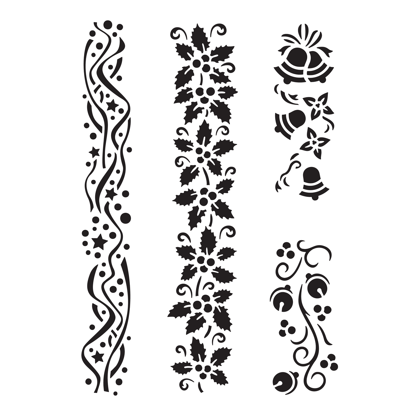 Reusable Stencil - Professional Quality - Christmas Borders #3 - Made in the UK - Low Adhesive -  Blue Vinyl Material for Cardmaking, Canvas, Paper, Interior Decor, Layering