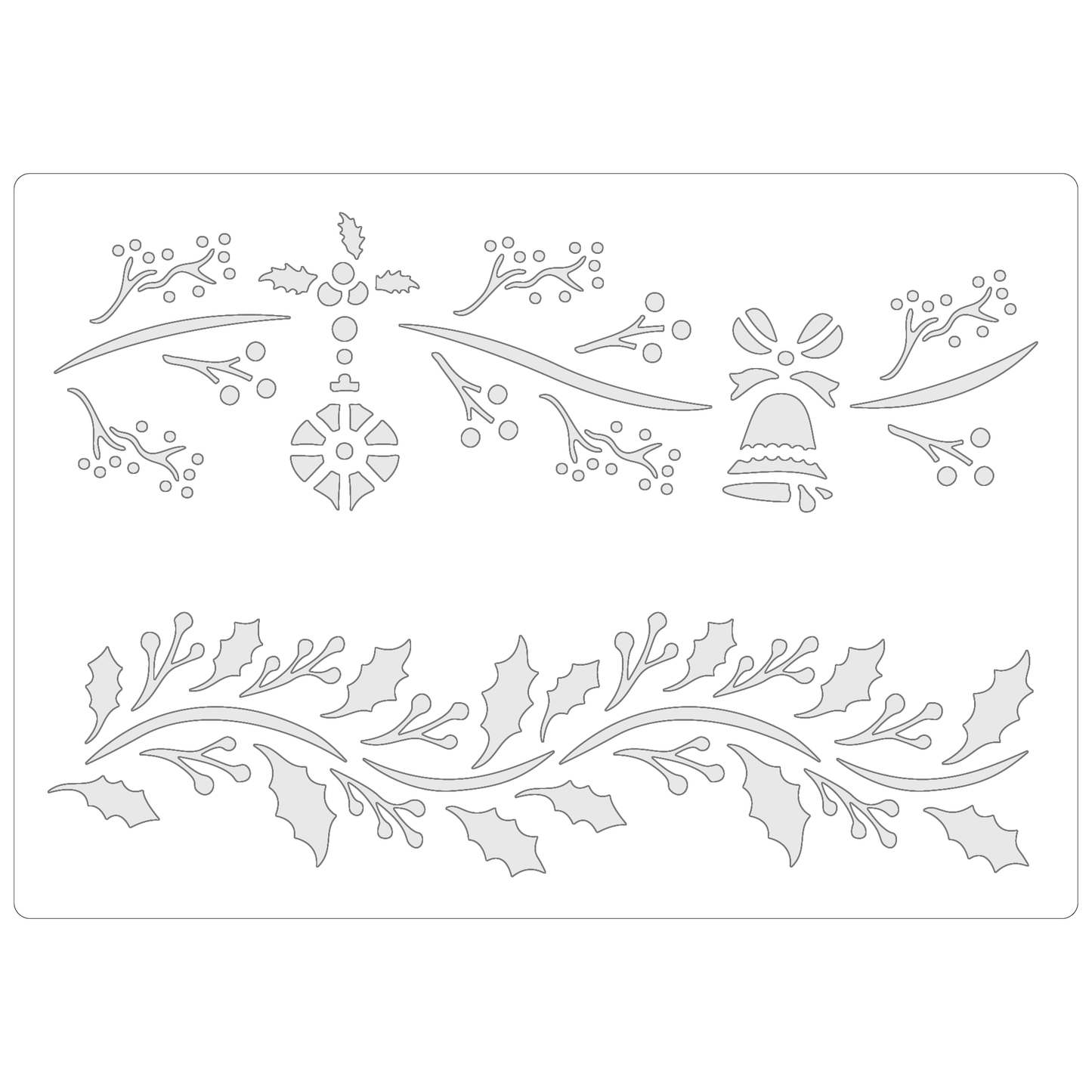 Reusable Stencil - Professional Quality - Christmas Borders #5 - Made in the UK - Food Safe Non Adhesive -  White Laser Cut PET Material for Cakes, Cookies, Coffees, Serving Plates