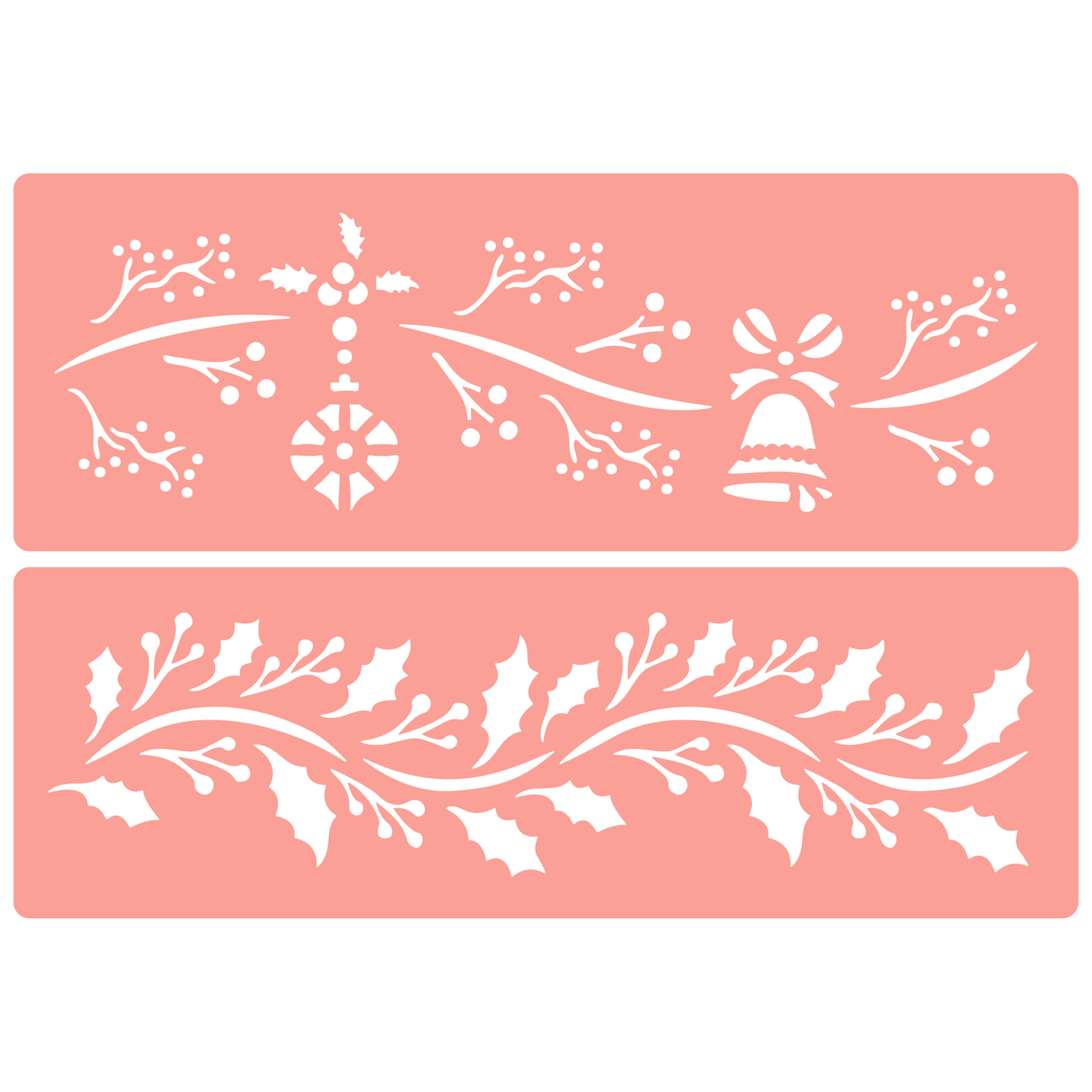 Reusable Stencil - Professional Quality - Christmas Borders #5 - Made in the UK - High Adhesive -  Pink Vinyl Material for Glass, Mirrors, Bottles, Tiles, Wood