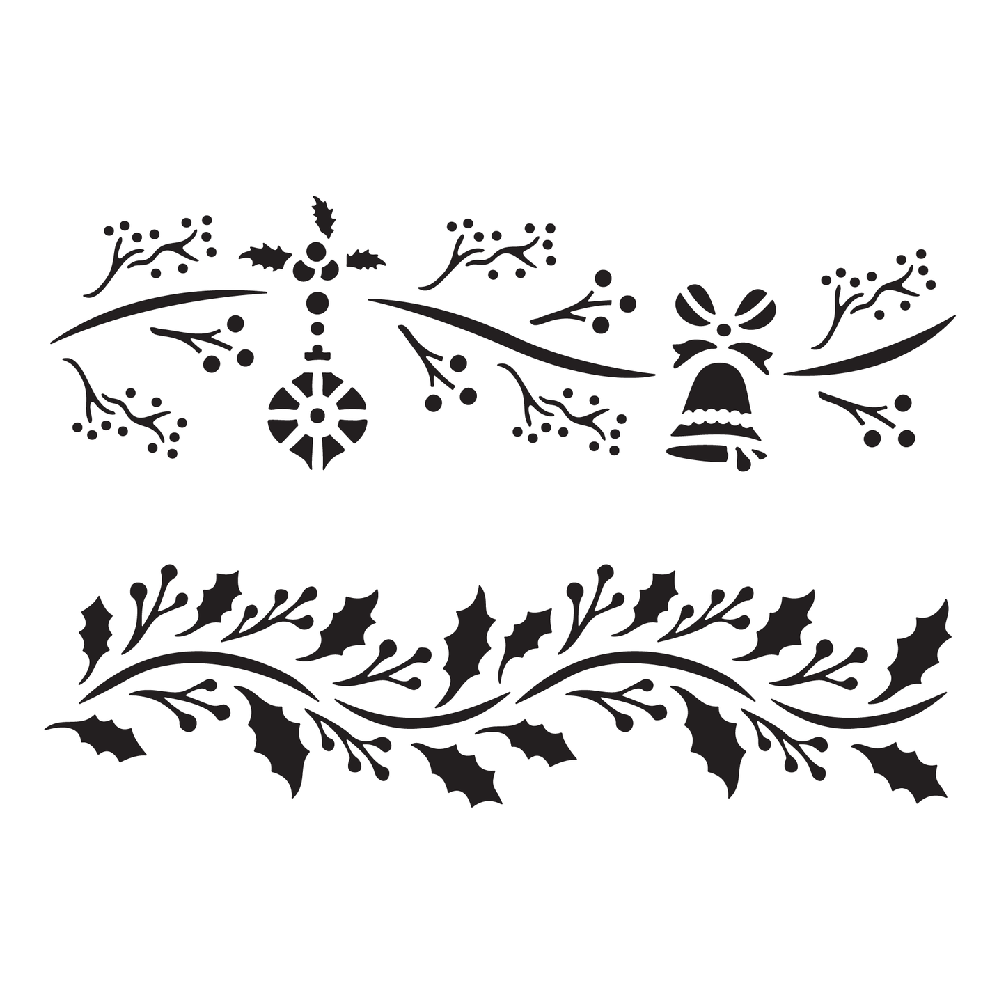 Reusable Stencil - Professional Quality - Christmas Borders #5 - Made in the UK - Food Safe Non Adhesive -  White Laser Cut PET Material for Cakes, Cookies, Coffees, Serving Plates