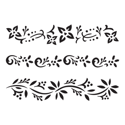 Reusable Stencil - Professional Quality - Christmas Borders #6 - Made in the UK - High Adhesive -  Pink Vinyl Material for Glass, Mirrors, Bottles, Tiles, Wood