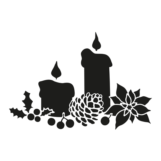 Reusable Stencil - Professional Quality - Christmas Candle Centrepiece - Made in the UK - Low Adhesive -  Blue Vinyl Material for Cardmaking, Canvas, Paper, Interior Decor, Layering