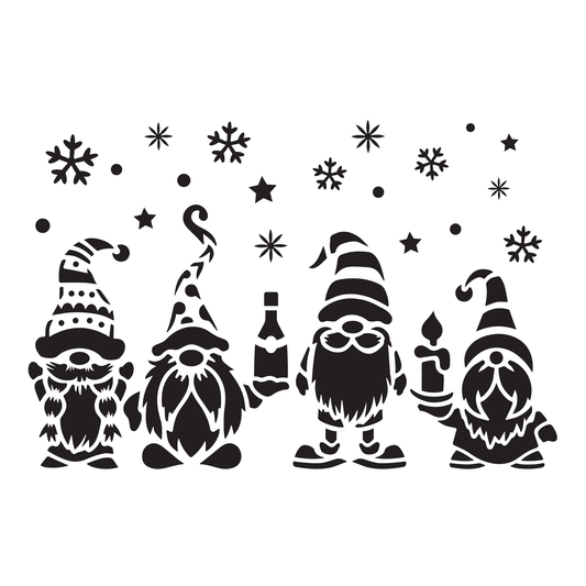 Reusable Stencil - Professional Quality - Christmas Gnomes #1 - Made in the UK - Low Adhesive -  Blue Vinyl Material for Cardmaking, Canvas, Paper, Interior Decor, Layering