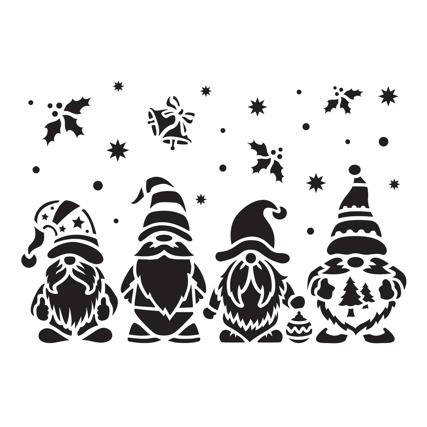 Reusable Stencil - Professional Quality - Christmas Gnomes #2 - Made in the UK - Low Adhesive -  Blue Vinyl Material for Cardmaking, Canvas, Paper, Interior Decor, Layering