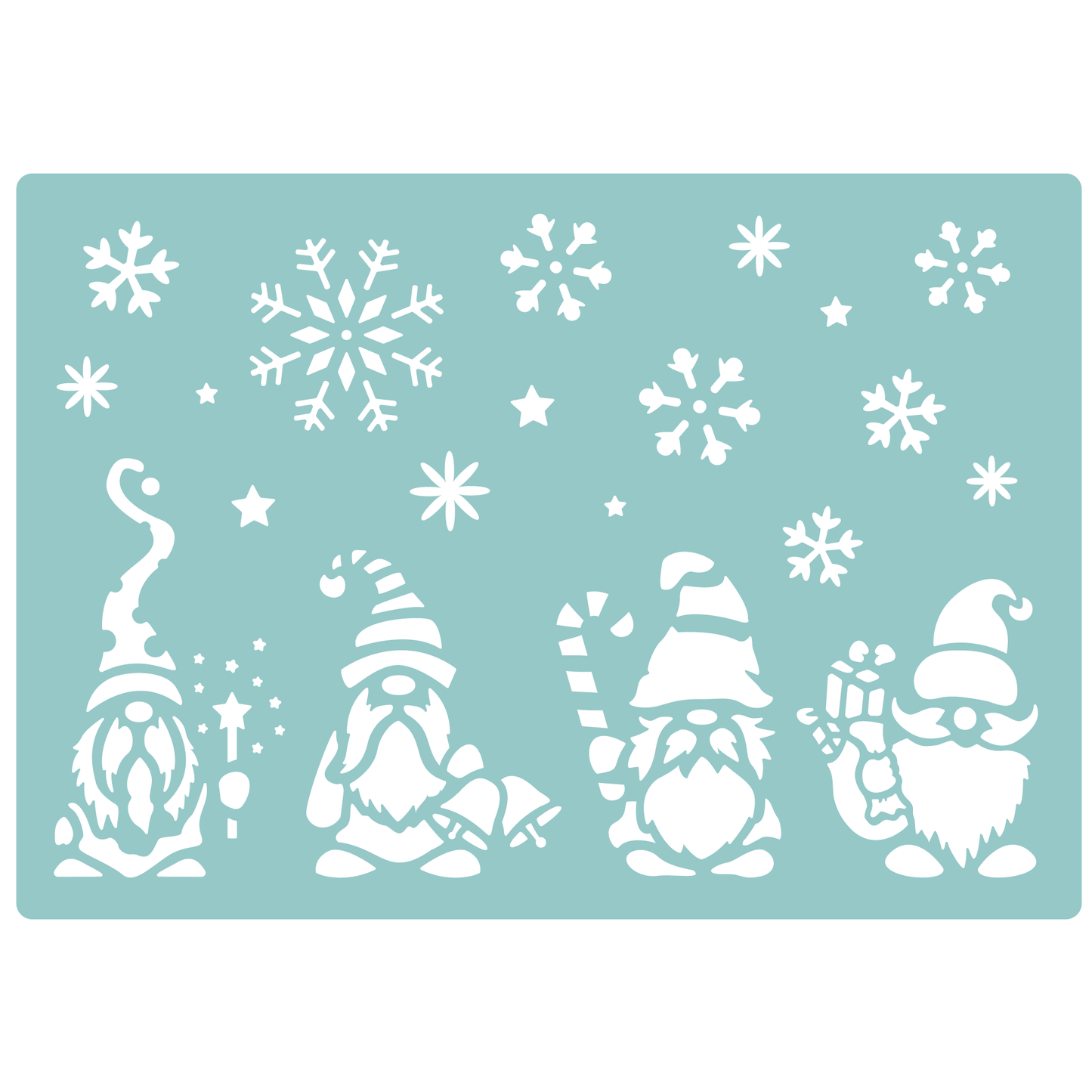 Reusable Stencil - Professional Quality - Christmas Gnomes #3 - Made in the UK - Low Adhesive -  Blue Vinyl Material for Cardmaking, Canvas, Paper, Interior Decor, Layering