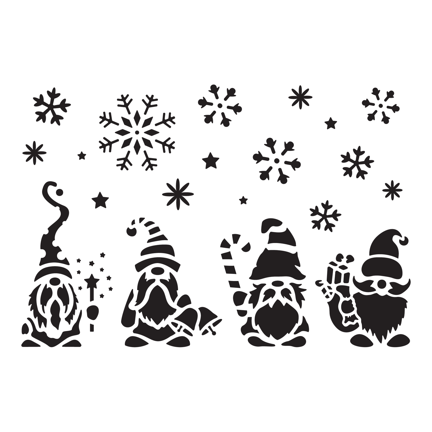 Reusable Stencil - Professional Quality - Christmas Gnomes #3 - Made in the UK - Low Adhesive -  Blue Vinyl Material for Cardmaking, Canvas, Paper, Interior Decor, Layering