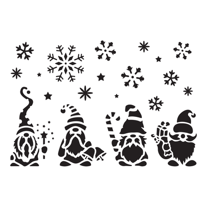 Reusable Stencil - Professional Quality - Christmas Gnomes #3 - Made in the UK - Low Adhesive -  Blue Vinyl Material for Cardmaking, Canvas, Paper, Interior Decor, Layering