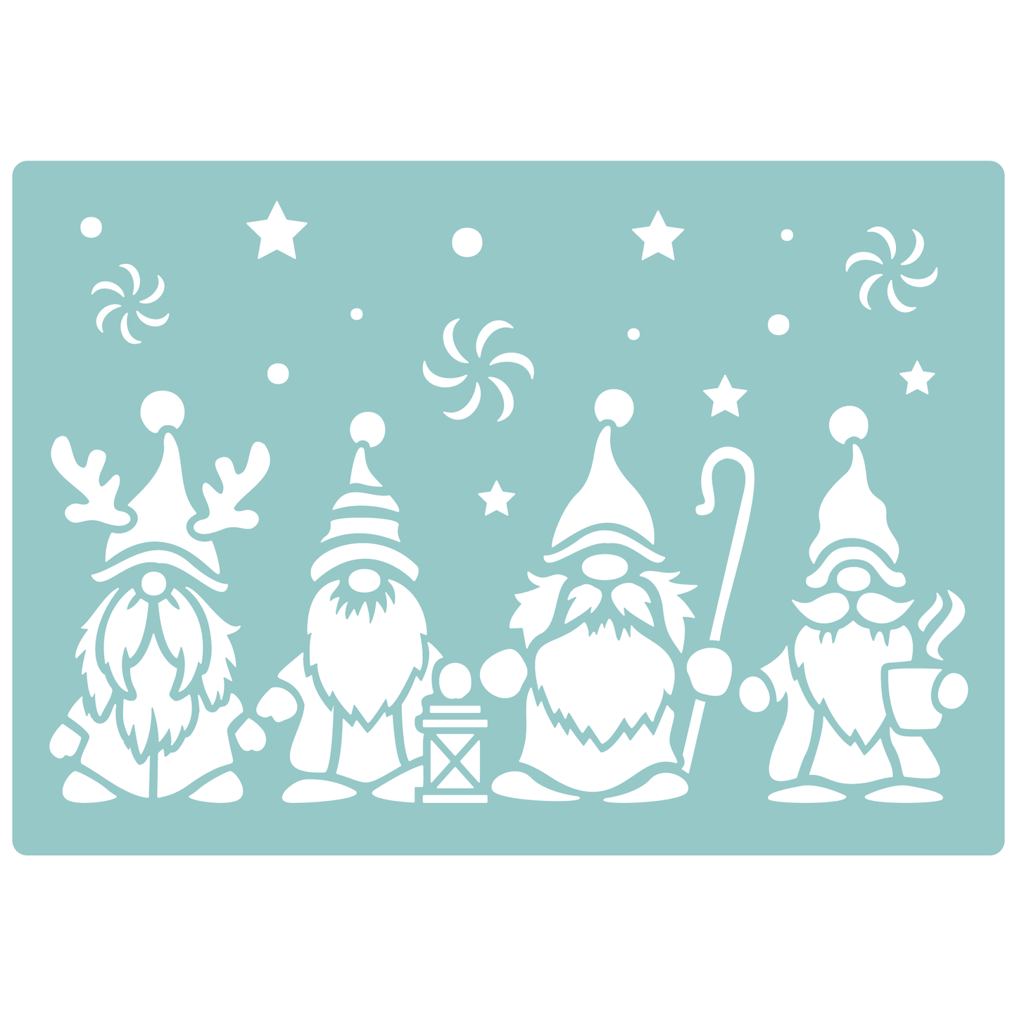 Reusable Stencil - Professional Quality - Christmas Gnomes #4 - Made in the UK - Low Adhesive -  Blue Vinyl Material for Cardmaking, Canvas, Paper, Interior Decor, Layering