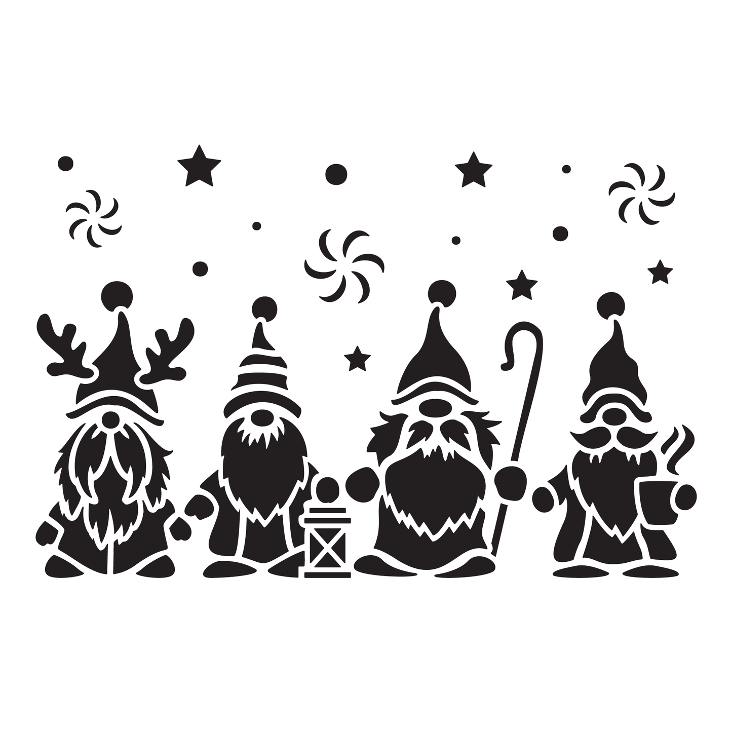 Reusable Stencil - Professional Quality - Christmas Gnomes #4 - Made in the UK - Low Adhesive -  Blue Vinyl Material for Cardmaking, Canvas, Paper, Interior Decor, Layering