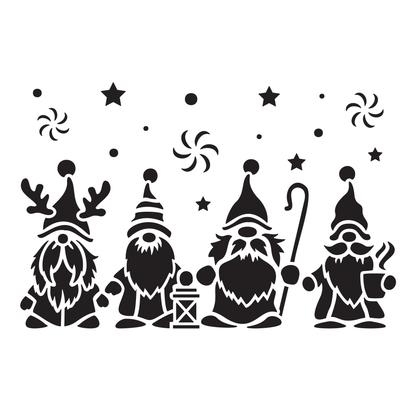 Reusable Stencil - Professional Quality - Christmas Gnomes #4 - Made in the UK - Low Adhesive -  Blue Vinyl Material for Cardmaking, Canvas, Paper, Interior Decor, Layering