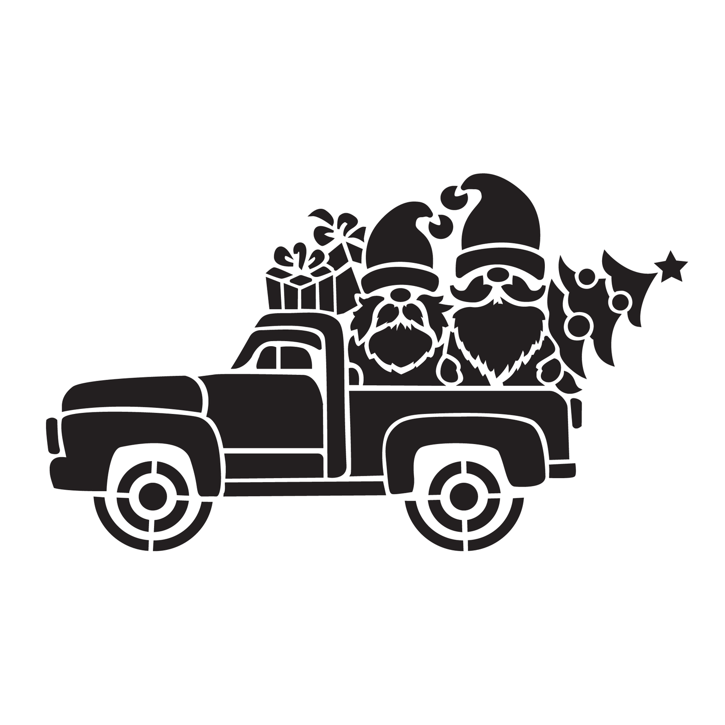 Reusable Stencil - Professional Quality - Christmas Gnomes #5 - Made in the UK - High Adhesive -  Pink Vinyl Material for Glass, Mirrors, Bottles, Tiles, Wood