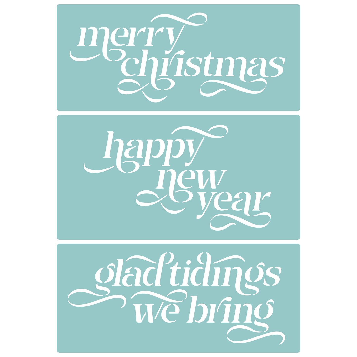 Reusable Stencil - Professional Quality - Christmas Greetings #1 - Made in the UK - Low Adhesive -  Blue Vinyl Material for Cardmaking, Canvas, Paper, Interior Decor, Layering