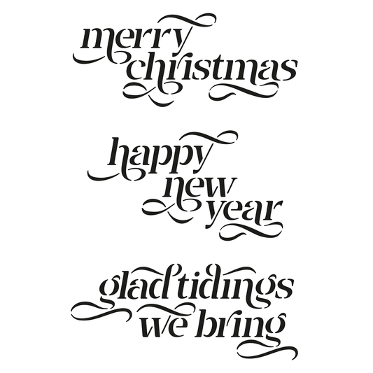 Reusable Stencil - Professional Quality - Christmas Greetings #1 - Made in the UK - Low Adhesive -  Blue Vinyl Material for Cardmaking, Canvas, Paper, Interior Decor, Layering