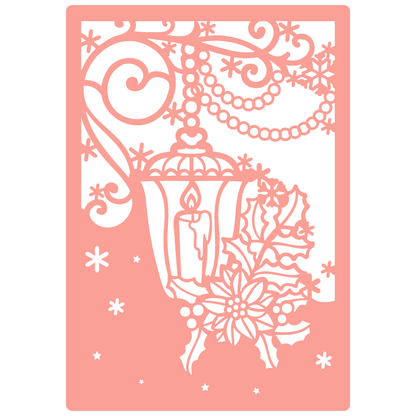 Reusable Stencil - Professional Quality - Christmas Lantern - Made in the UK - High Adhesive -  Pink Vinyl Material for Glass, Mirrors, Bottles, Tiles, Wood