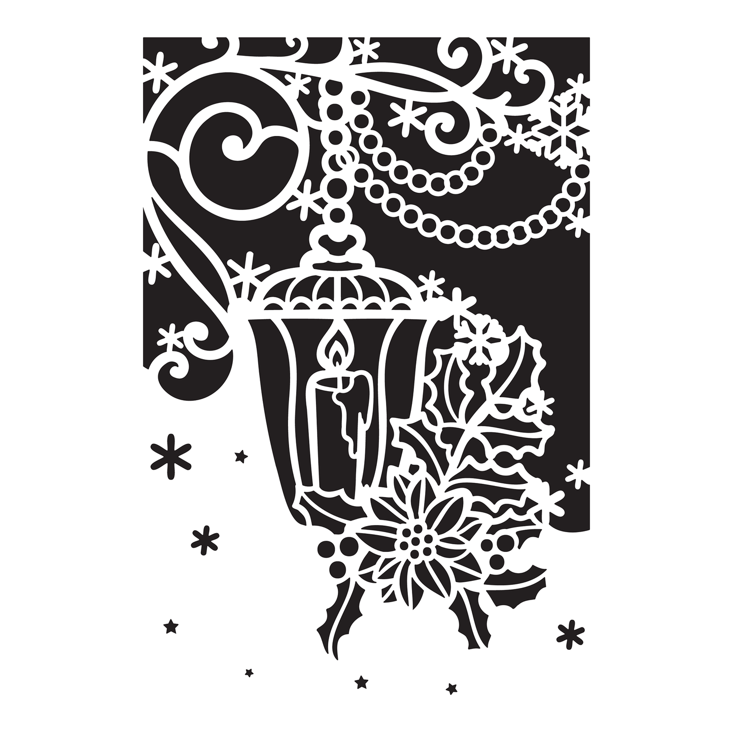 Reusable Stencil - Professional Quality - Christmas Lantern - Made in the UK - Low Adhesive -  Blue Vinyl Material for Cardmaking, Canvas, Paper, Interior Decor, Layering