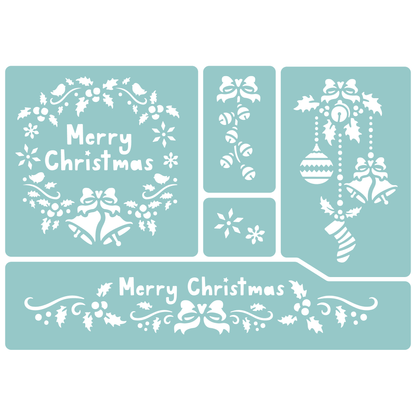 Reusable Stencil - Professional Quality - Christmas Selection #4 - Made in the UK - Low Adhesive -  Blue Vinyl Material for Cardmaking, Canvas, Paper, Interior Decor, Layering