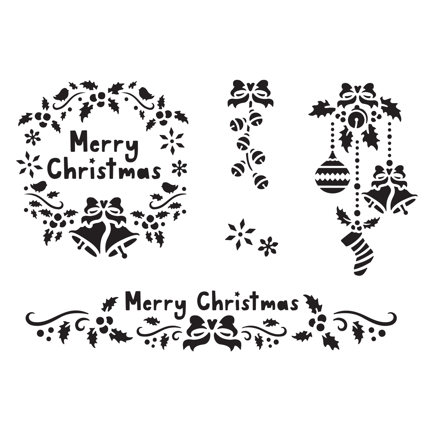 Reusable Stencil - Professional Quality - Christmas Selection #4 - Made in the UK - High Adhesive -  Pink Vinyl Material for Glass, Mirrors, Bottles, Tiles, Wood