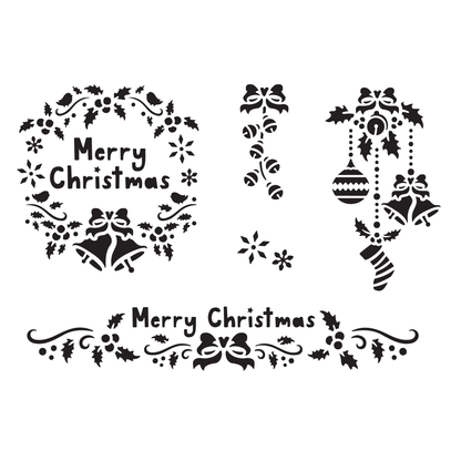 Reusable Stencil - Professional Quality - Christmas Selection #4 - Made in the UK - High Adhesive -  Pink Vinyl Material for Glass, Mirrors, Bottles, Tiles, Wood