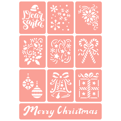 Reusable Stencil - Professional Quality - Christmas Tile Collection - Made in the UK - High Adhesive -  Pink Vinyl Material for Glass, Mirrors, Bottles, Tiles, Wood