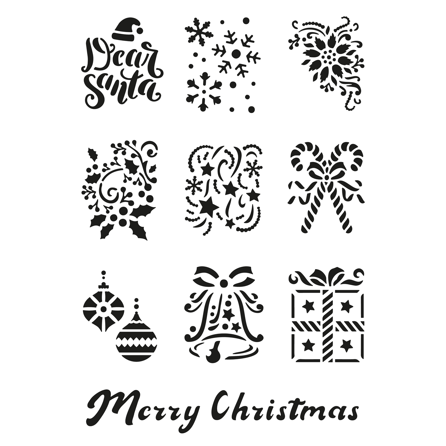 Reusable Stencil - Professional Quality - Christmas Tile Collection - Made in the UK - High Adhesive -  Pink Vinyl Material for Glass, Mirrors, Bottles, Tiles, Wood