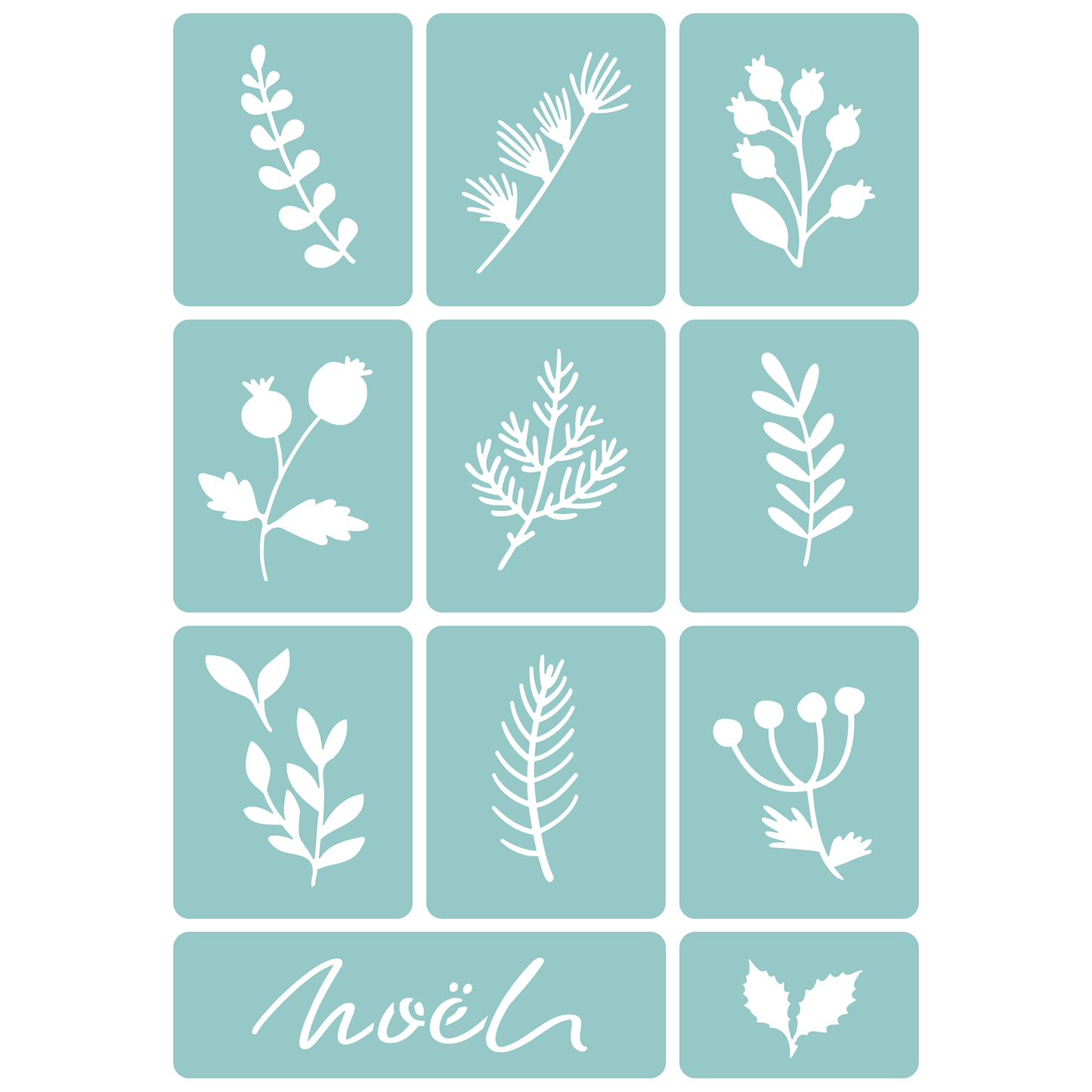 Reusable Stencil - Professional Quality - Christmas Tiles #2 - Made in the UK - Low Adhesive -  Blue Vinyl Material for Cardmaking, Canvas, Paper, Interior Decor, Layering