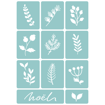 Reusable Stencil - Professional Quality - Christmas Tiles #2 - Made in the UK - Low Adhesive -  Blue Vinyl Material for Cardmaking, Canvas, Paper, Interior Decor, Layering