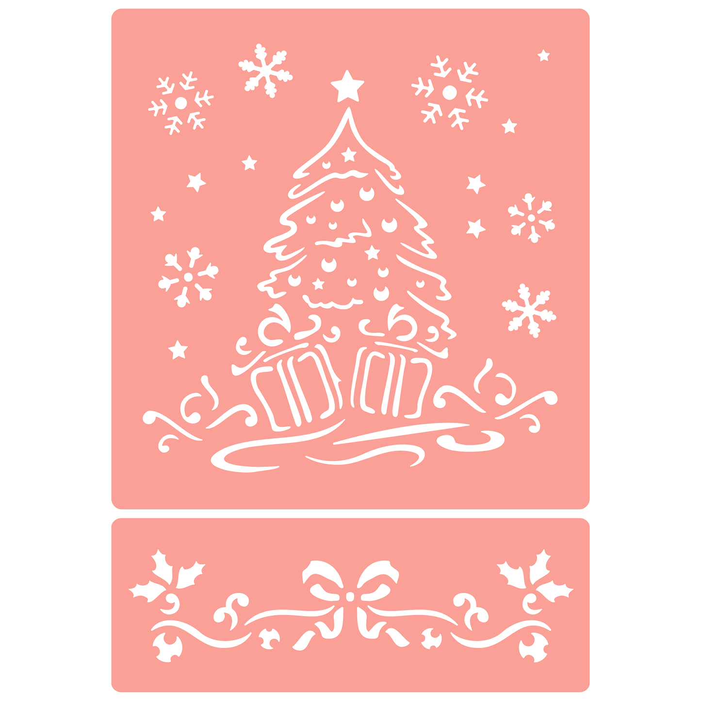 Reusable Stencil - Professional Quality - Christmas Tree #1 - Made in the UK - High Adhesive -  Pink Vinyl Material for Glass, Mirrors, Bottles, Tiles, Wood