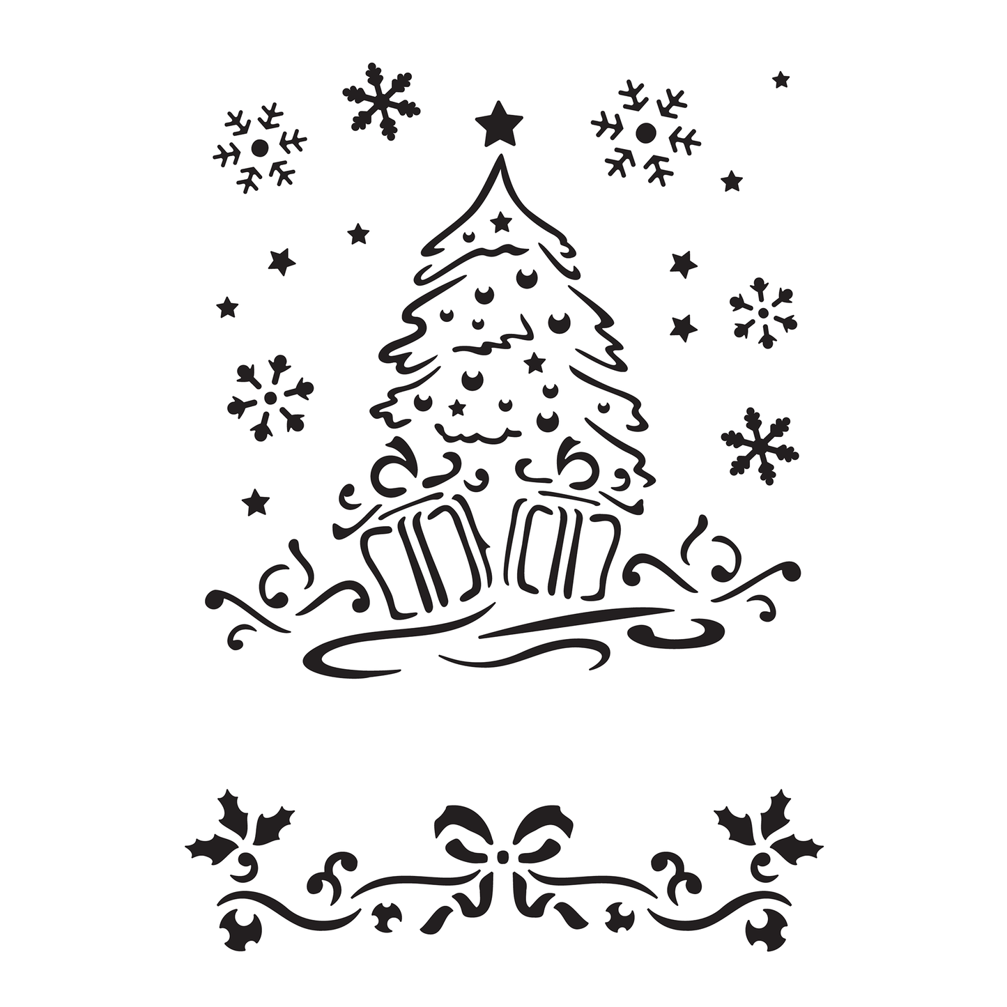 Reusable Stencil - Professional Quality - Christmas Tree #1 - Made in the UK - Low Adhesive -  Blue Vinyl Material for Cardmaking, Canvas, Paper, Interior Decor, Layering
