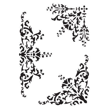 Reusable Stencil - Professional Quality - Damask Ornament Collection - Made in the UK - Low Adhesive -  Blue Vinyl Material for Cardmaking, Canvas, Paper, Interior Decor, Layering