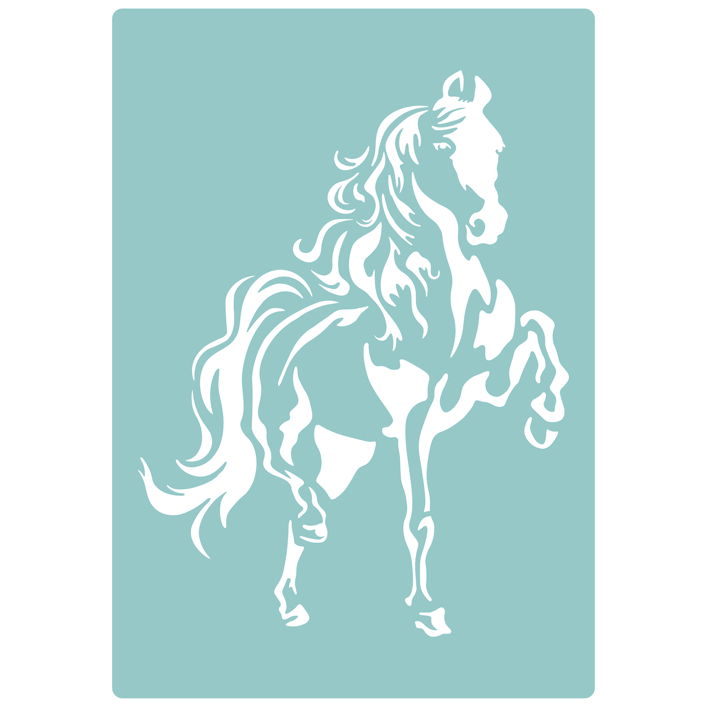 Reusable Stencil - Professional Quality - Dancing Horse - Made in the UK - Low Adhesive -  Blue Vinyl Material for Cardmaking, Canvas, Paper, Interior Decor, Layering