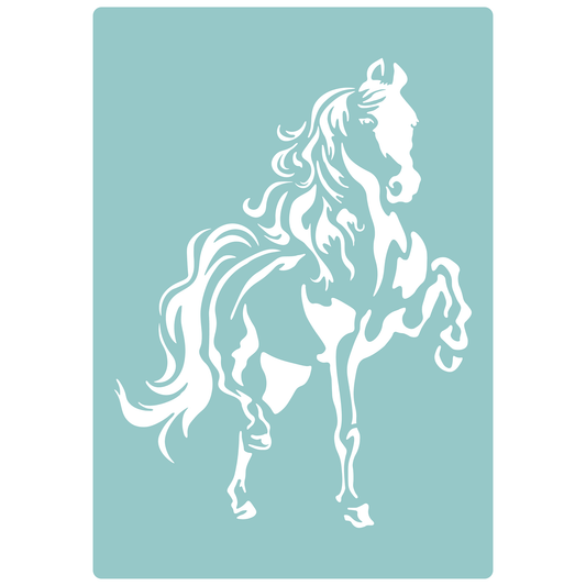 Reusable Stencil - Professional Quality - Dancing Horse - Made in the UK - Low Adhesive -  Blue Vinyl Material for Cardmaking, Canvas, Paper, Interior Decor, Layering